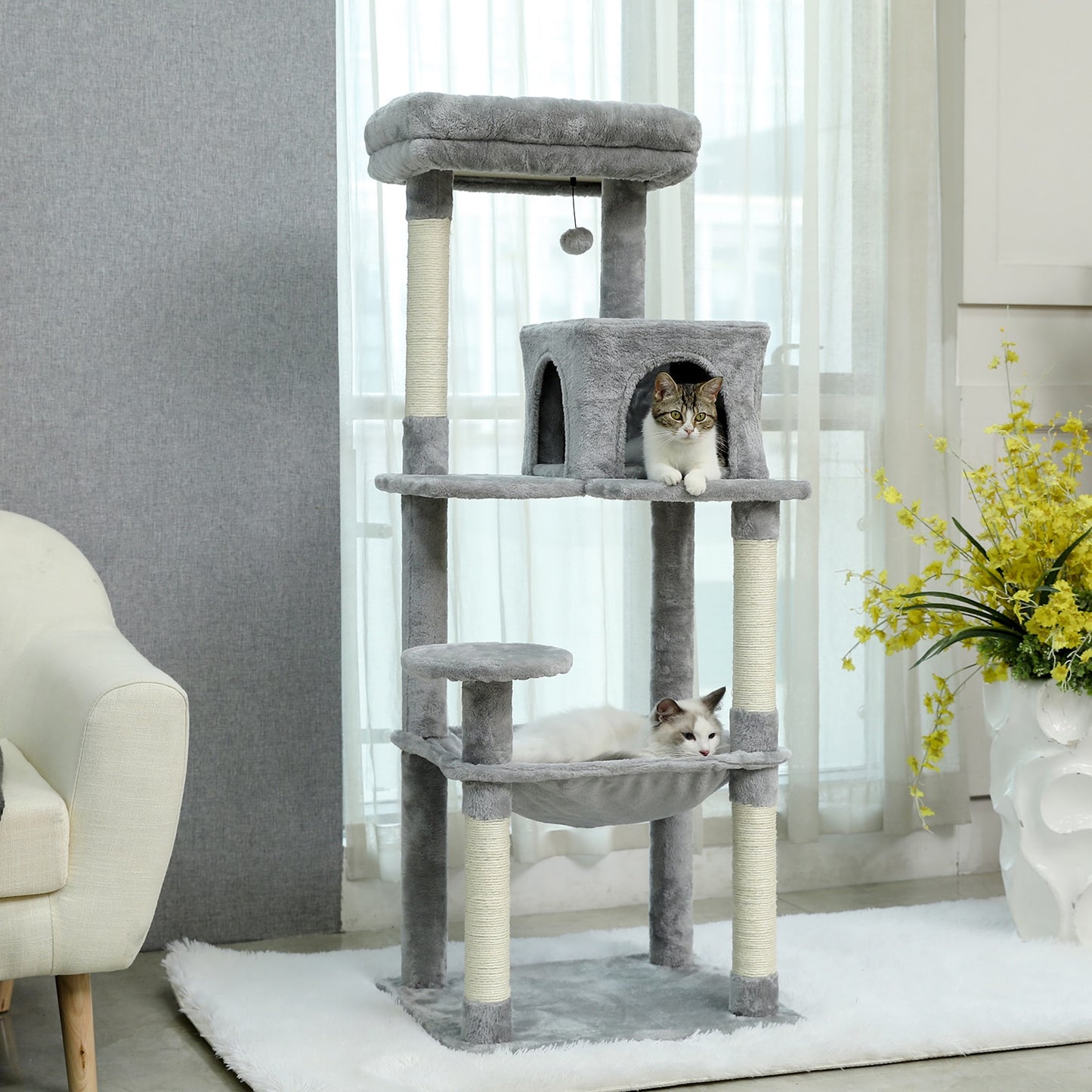 Large Cat Tower with Scratching Posts Multilayer Condo - peterkaczconnect