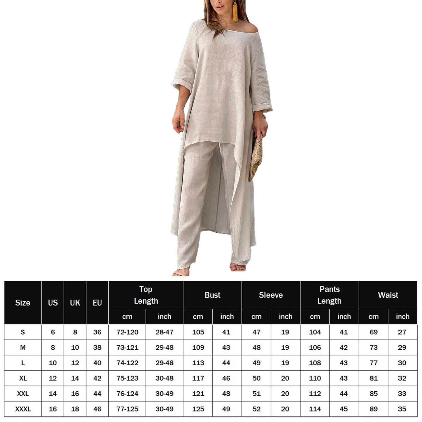 Half-sleeve O-neck Long Tops And Trousers Suit - peterkaczconnect