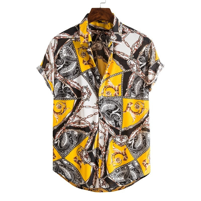 Short Sleeve Male Shirts Hawaiian Fashionable Elegant Classic - peterkaczconnect