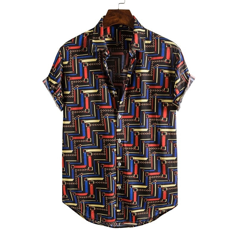 Short Sleeve Male Shirts Hawaiian Fashionable Elegant Classic - peterkaczconnect