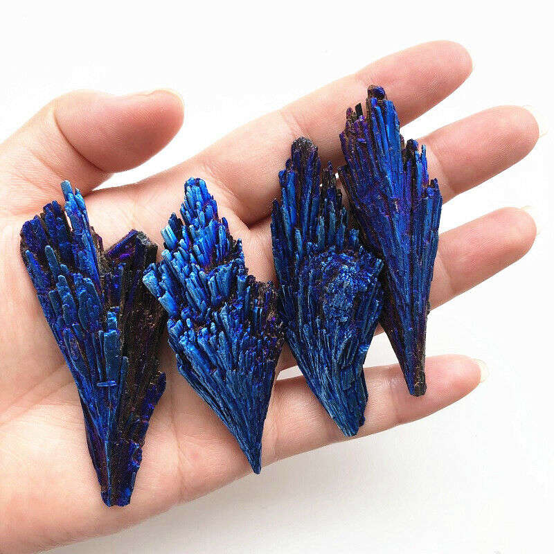 Natural Rainbow Kyanite Titanium Peacock Feather Healing Stone - peterkaczconnect