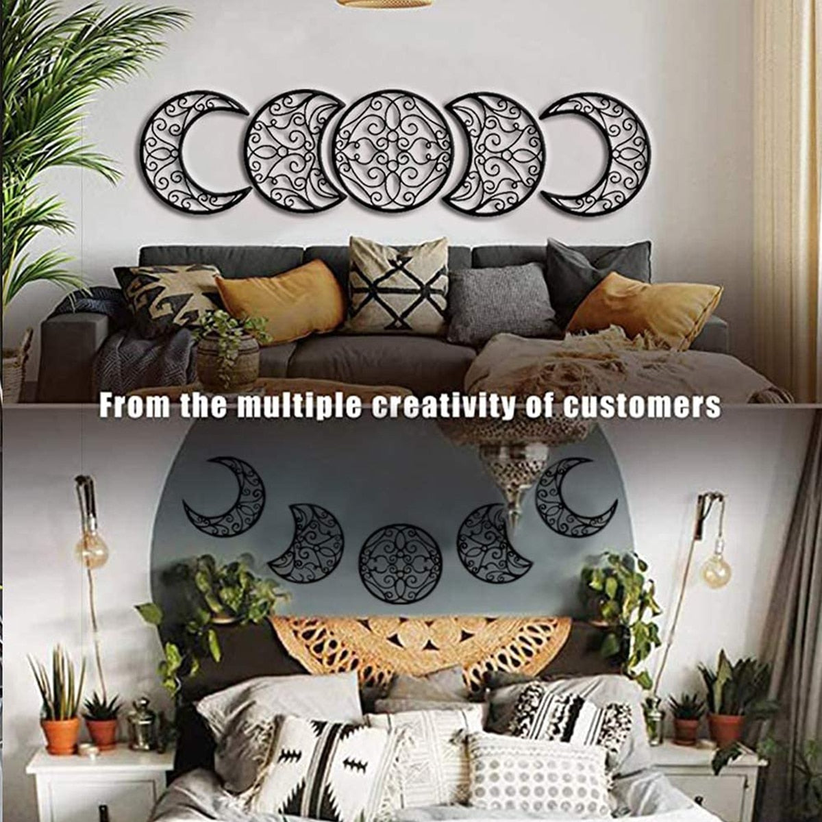 5pcs Black Moon Decoration Wall-mounted Moon Phase - peterkaczconnect