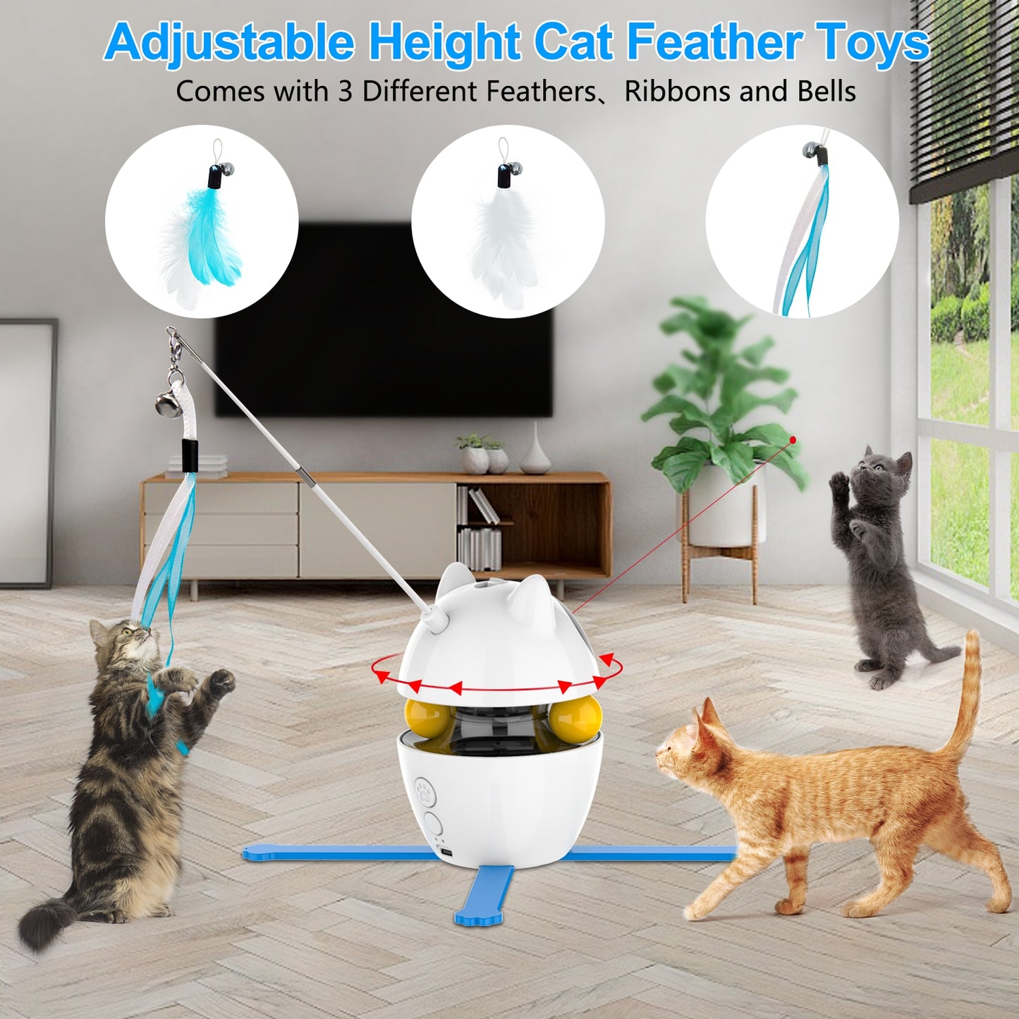 Indoor Electric Interactive Toys with Ball Feather lazer - peterkaczconnect