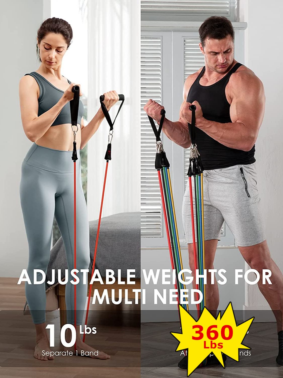 360lbs  Resistance Bands for Home Gym Weight - peterkaczconnect