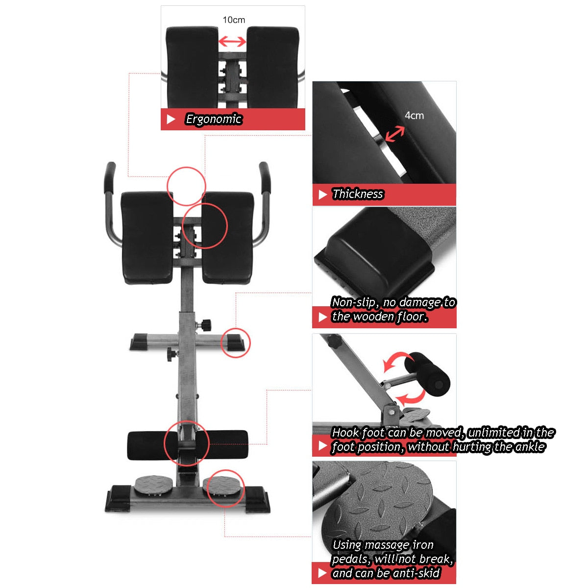 Adjustable Roman Chair Training Bench Back Extension Abs - peterkaczconnect